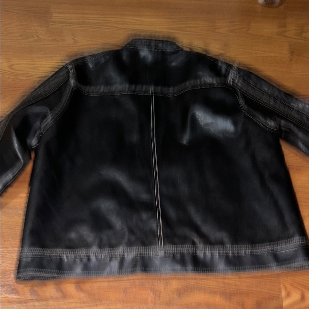 Y2K BLE Athletic Fit Faux Brown Distressed Leather HEAVY Coat Fully Lined Men XL - Picture 8 of 10